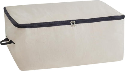 Canvas Storage Bags for Comforters and Blankets - X-Large Zippered Storage Bags for Blankets, Comforters, and Clothes - Easy Storage Under Bed, 100% Cotton, Breathable with Carrying Straps (2 Bags)
