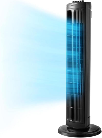 PELONIS 30 Inch Tower Fan for Bedroom, Quiet Oscillating Standing Fan with 3 Speeds, Portable Cooling Fan for Home Office Dorm Room, Auto-off Timer, Black, PFT28A2BBB