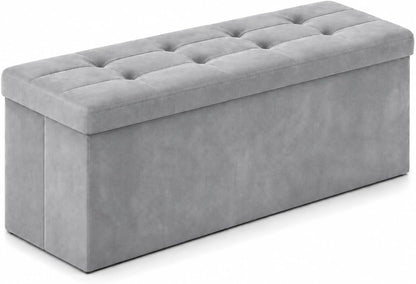 ALASDO Storage Ottoman Footrest Stool Small Ottoman with Storage Foldable Ottomans Foot Rest Footstool Bench for Living Room 17x13x13inches Grey