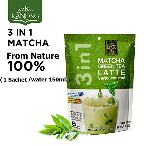 Ranong Tea Matcha Green Tea Latte Instant Drink Mix 8 Sachets