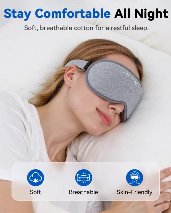 Weighted Blackout Sleep Mask for Men, 3D Contoured Zero Eye Pressure, Lash-Friendly Deep Eye Cups, Adjustable Slide Buckle Strap, Office Nap & Business Travel Essential, Relaxation Gift for Him(Black)