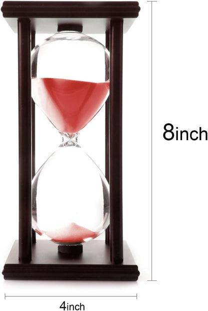 Hourglass 60 Minutes White Sand Timer, Black Wooden Frame Sandglass