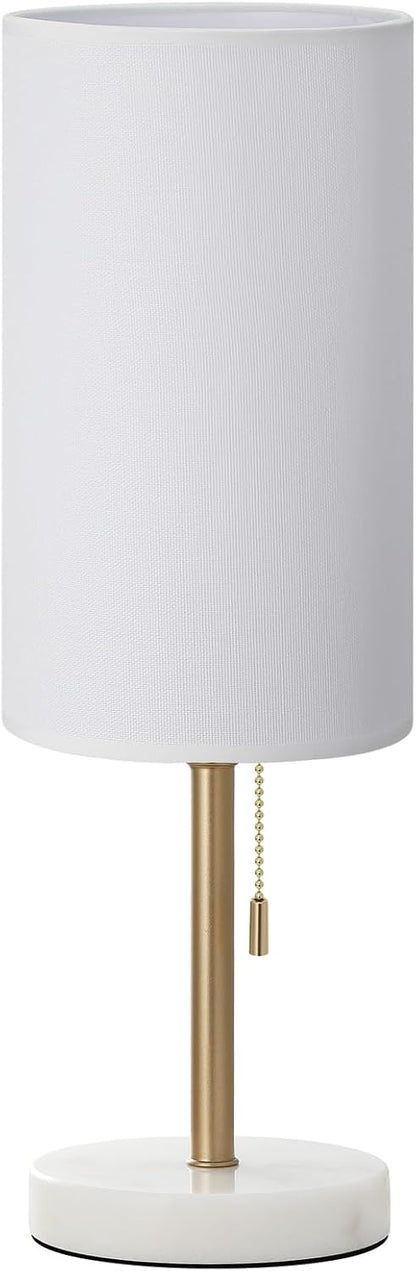 Small Bedside Table lamp for Bedroom - 3 Color Temperatures Bedside Lamps with USB C and A Ports, Pull Chain Table Lamps with AC Outlet, White Nightstand Lamps with Black Metal Base for Kids Reading