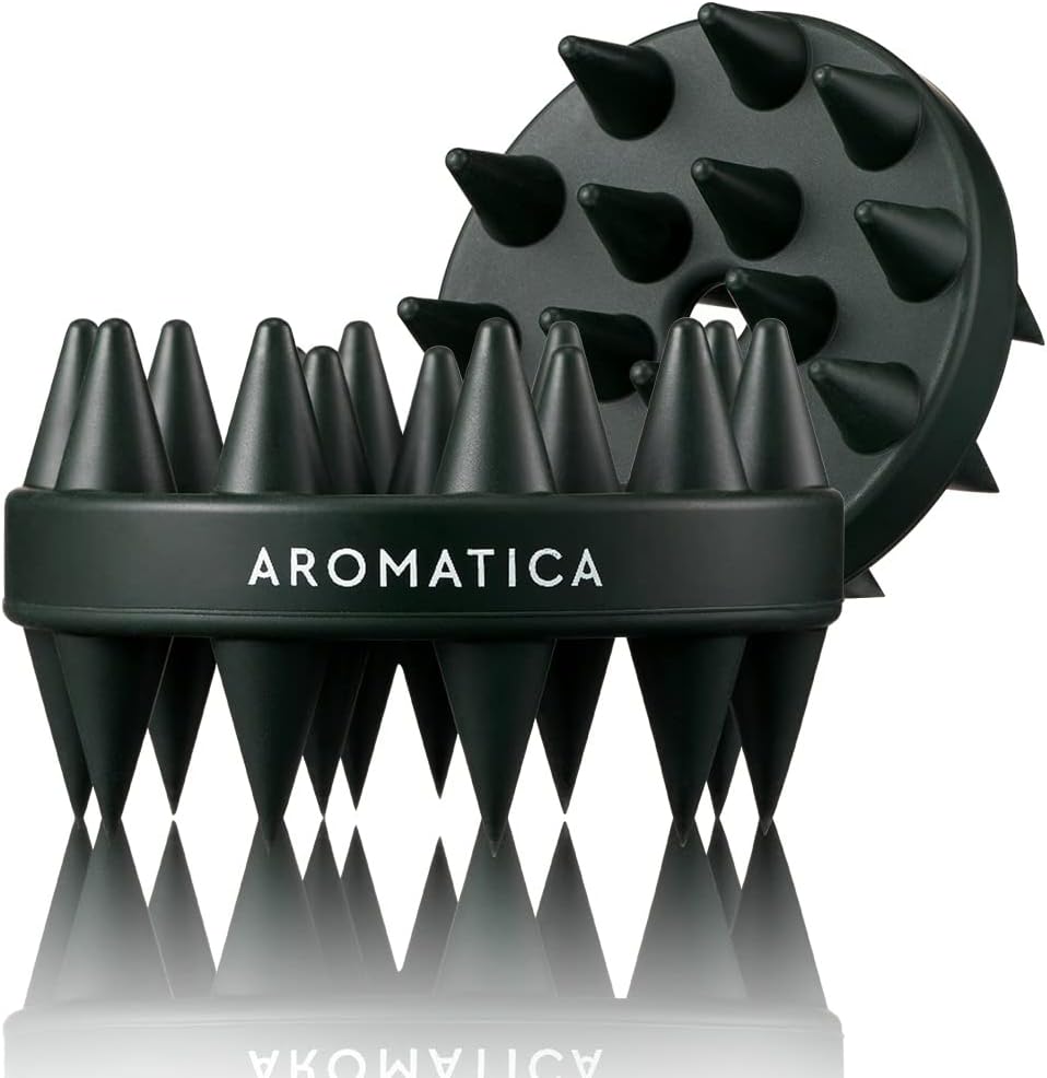 AROMATICA Dual-Sided Scalp Care Shampoo Brush - Silicone Scalp Massager Hair Growth, Scalp Scrubber & Exfoliator, Shampoo Brush for Shower Hair Wash and All Hair Types, Deep Cleansing Scalp Brush