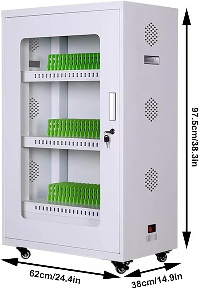 50 Slot Cellphone Charging Station Mobile Charging Cart for Office Classroom & Conference Rooms Secure Locker for Phones White Color Ideal for Group Events(White 40)