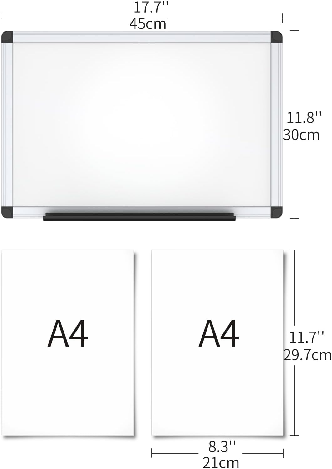 VIZ-PRO Magnetic Dry Erase Board, 36 X 24 Inches, Silver Aluminium Frame