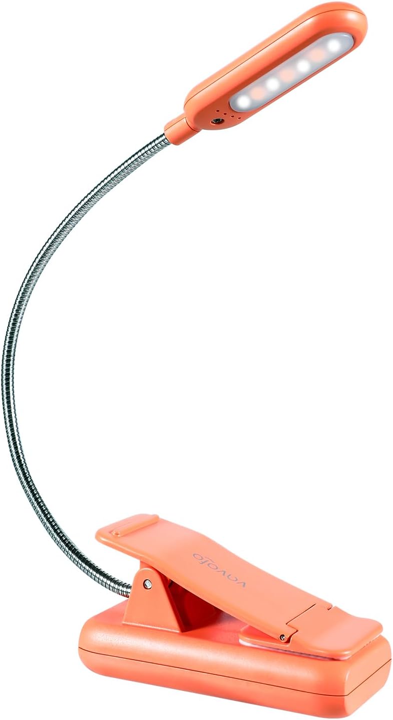 VAVOFO Clip On Book Light for Bed Kids, 7 LED Reading Light with 9-Level Warm Cool White Daylight, Eye Care Lamp with Power Indicator for Bookworms (Blue)