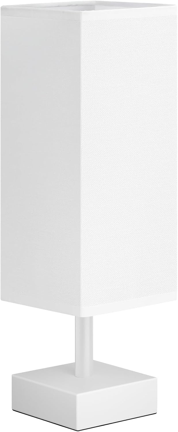 aooshine Small Table Lamp for Bedroom - Bedside Lamps for Nightstand, Minimalist Night Stand Light Lamp with Square Fabric Shade, Desk Reading Lamp for Kids Room Living Room Office Dorm