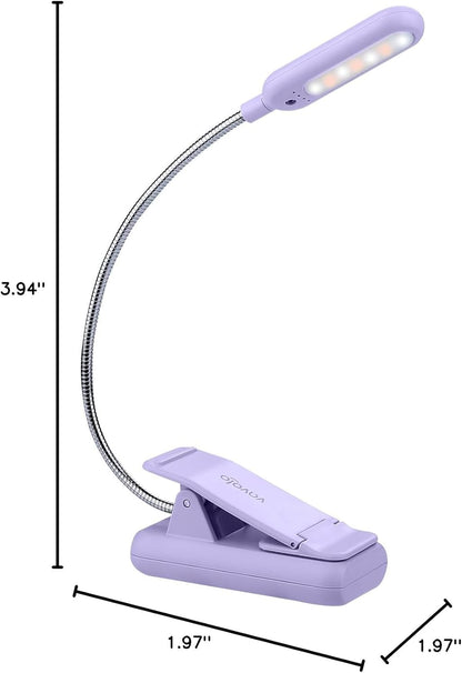 VAVOFO Clip On Book Light for Bed Kids, 7 LED Reading Light with 9-Level Warm Cool White Daylight, Eye Care Lamp with Power Indicator for Bookworms (Blue)
