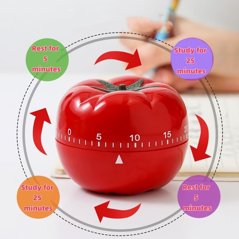Mechanical Kitchen Timer, Red, 60 Min Countdown | Loud Alarm for Cooking, Easy to Use, Battery-Free