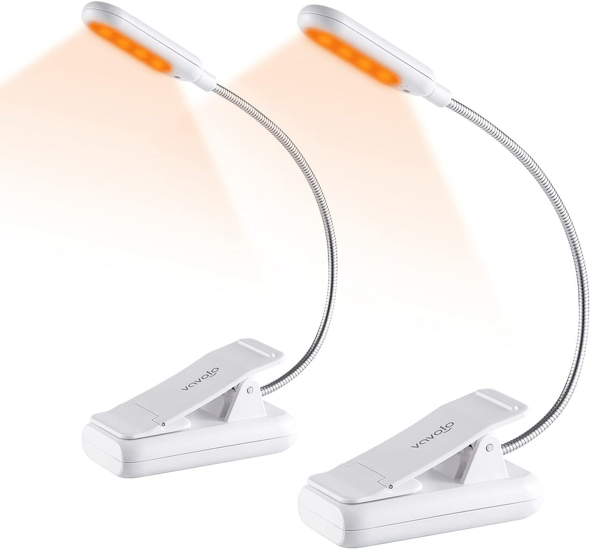 VAVOFO Amber Rechargeable Reading Light, Blue Light Blocking Book Light, 7 LEDs Eye Care 9 Colors 9 Brightness Clip On for Kids Bookworms Reading in Bed with Power Indicator Lasting 70h (Black)