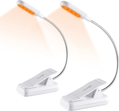 VAVOFO Amber Rechargeable Reading Light, Blue Light Blocking Book Light, 7 LEDs Eye Care 9 Colors 9 Brightness Clip On for Kids Bookworms Reading in Bed with Power Indicator Lasting 70h (Black)
