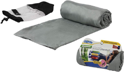 Cloudz Extra Large Airplane Travel Blanket for Your Flight, Car, Camping, Home or Comforting Warmth Anywhere! Includes Warm Cozy Pockets for Your Feet and a Travel Bag - Charcoal