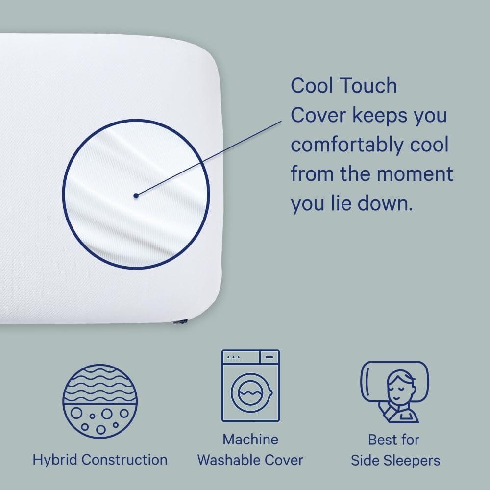 Casper Sleep Essential Cooling Foam Pillow, Standard Size – Firm Memory Foam with Cooling Cover, Supports Side Sleepers, Breathable & Pressure-Relieving