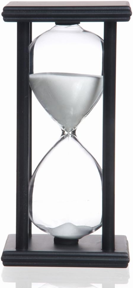 Hourglass 60 Minutes White Sand Timer, Black Wooden Frame Sandglass