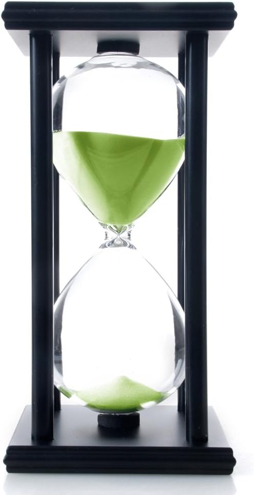 60 Minutes Hourglass, Wood Sand Timer, White | 4 x 4 x 8 inch Sand Clock