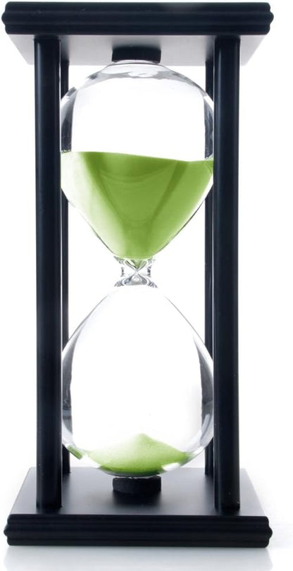 60 Minutes Hourglass, Wood Sand Timer, White | 4 x 4 x 8 inch Sand Clock