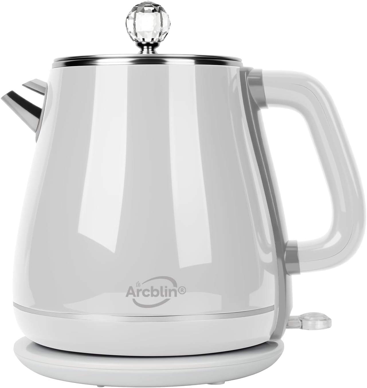 Retro Electric Tea Kettle 1.8L, BPA Free, Stainless Steel Electric Hot Water Kettle for Boiling Water, 1350W Fast Boil, Automatic Shut Off, Boil-Dry Protection,Pearl White