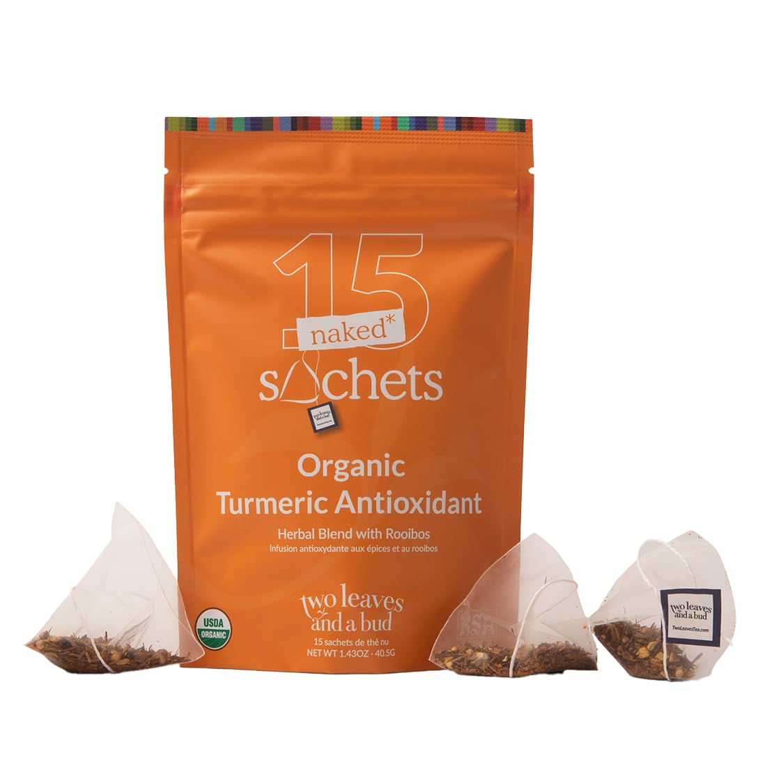 Two Leaves and a Bud Organic Turmeric Antioxidant Naked Tea Sachets, 15 Ct
