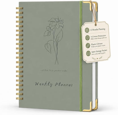 Undated Weekly Planner With Habit Tracker & To Do List 5.7 x 8.0 inch | Avoid Unfocused Busywork,Productivity Organizer,No-Bleed Thick Pages,Portable Size,Lay-Flat Spiral for Hands Free