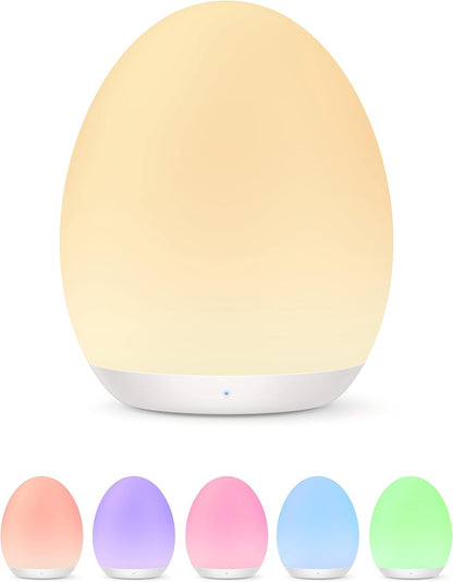 Night Light for Kids, Baby Night Light with 7 Colors Changing Mode & Stepless Dimming, Nursery Night Light BPA Free,Rechargeable Egg Night Light for Breastfeeding 1h Timer & Touch Control