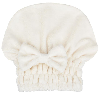 Microfiber Hair Drying Towels Head wrap with Bow-Knot Shower Cap Hair Turban hairWrap Bath Cap for Curly Long & Wet Hair Gift for Women Blackx2