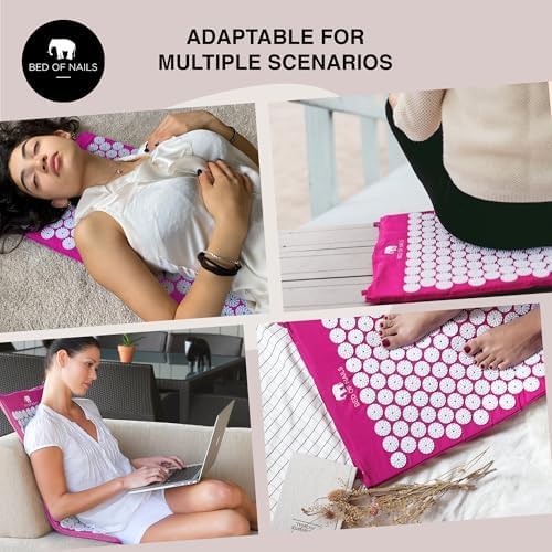 Bed of Nails Mat and Pillow Set – Original Bon Acupressure Design with 10962 Precision Nails, Mat: 28.5 x 16.5 x 1", Pillow: 14.5 x 6 x 4", Green