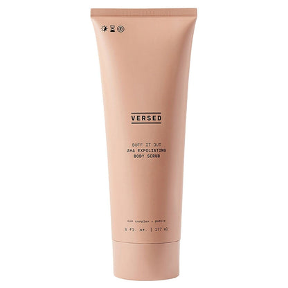 Versed Buff It Out AHA Exfoliating Body Scrub and Mask - Lactic Acid & Glycolic Acid Exfoliant - Microfine Pumice Body Exfoliator to Polish and Smooth Bumpy, Dry Skin - Vegan & Cruelty-Free (8 oz)