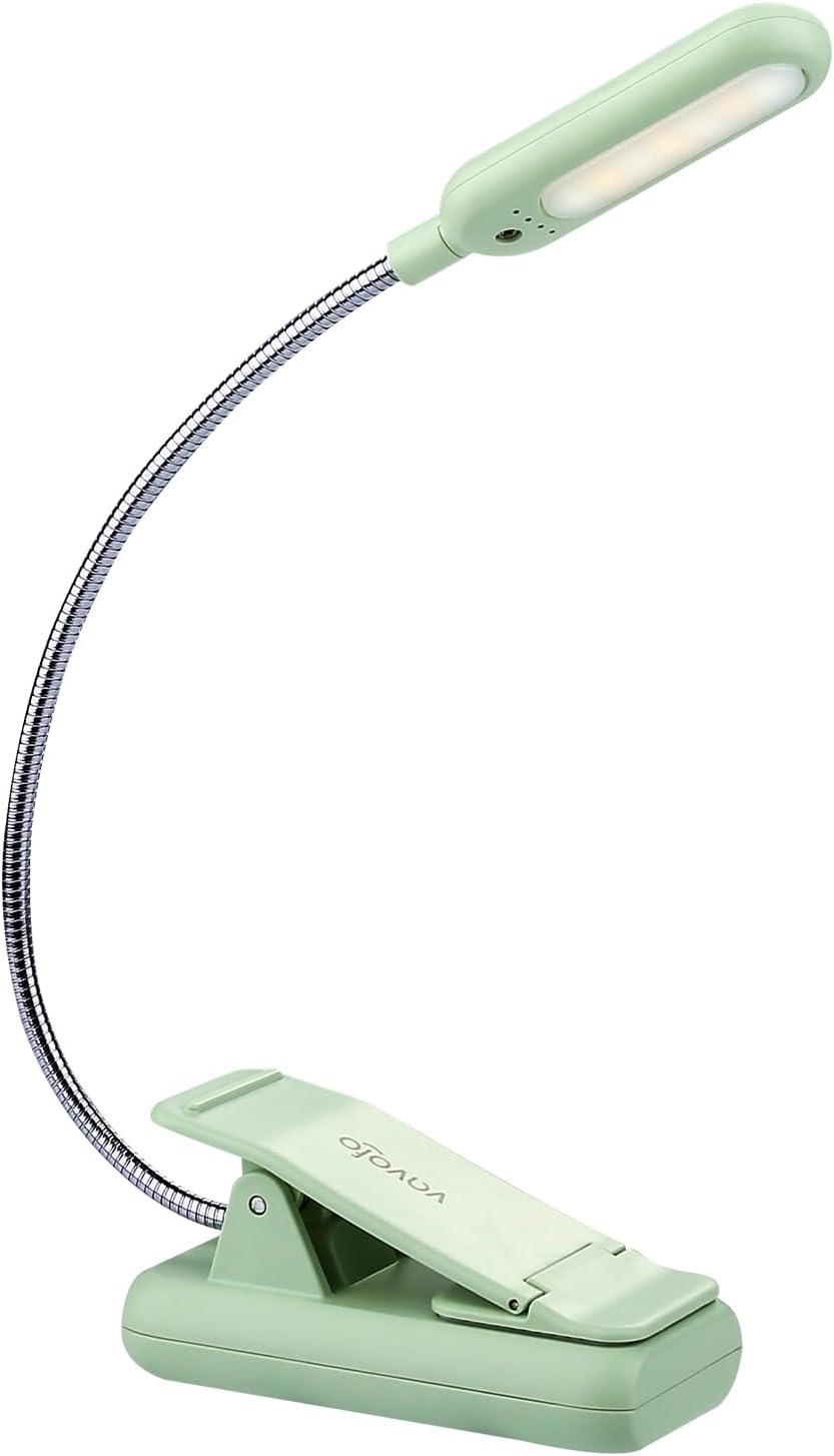 VAVOFO Clip On Book Light for Bed Kids, 7 LED Reading Light with 9-Level Warm Cool White Daylight, Eye Care Lamp with Power Indicator for Bookworms (Blue)