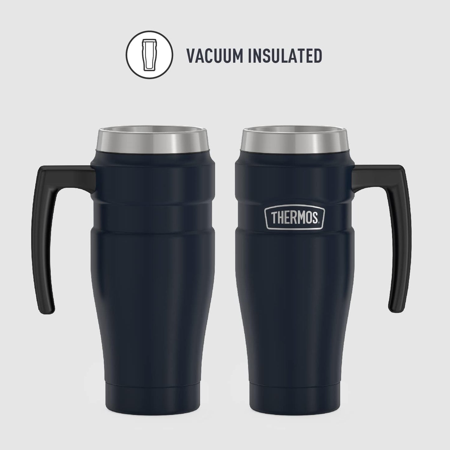THERMOS Stainless King Vacuum-Insulated Travel Tumbler, 16 Ounce, Matte Steel