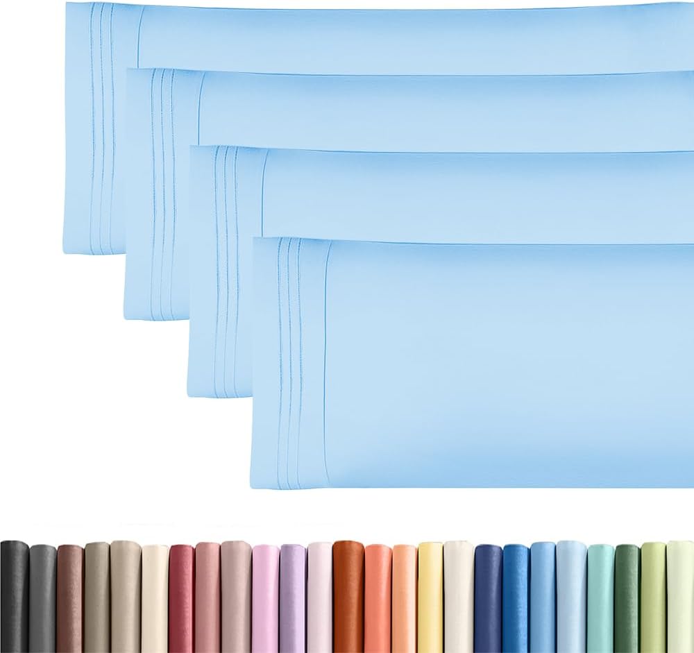 Standard Pillow Cases Set of 10 - Ultra Soft Hotel Quality Pillowcase Covers - Comfy, Cozy & Wrinkle Free - Shrink, Stain and Fade Resistant - Machine Washable Pillow Protectors - 10 Pcs Set - White - Colors A