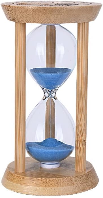 Mini Wooden Sand Timers,100% Bamboo Hourglass Sand Timers 1Min Sandglass Timer for Toothbrush Timer Games Classroom Home Office Cooking(Blue+1Min)