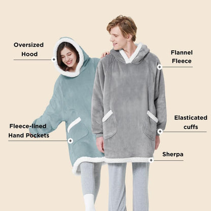 Bedsure Blanket Hoodie, Wearable Blanket Hoodie as Gifts for Mom, Birthday Gifts for Women Kids Teens Mother's Day Sherpa Sweatshirt, Grey, Standard