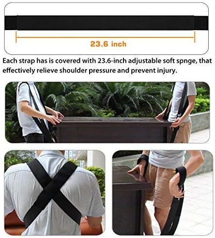 Moving Straps 2-Person Lifting and Moving System Adjustable Shoulder Lifting Carrying and Moving Straps Easily Move Lift Carry Secure Furniture Heavy Objects Orange