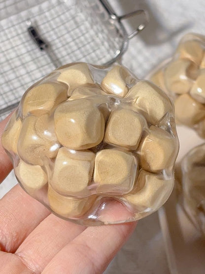 Stress Relief Ball with Wooden Blocks Inside, TPR Sensory Fidget Toy for Anxiety Relief – Portable Calming Squeeze Ball for Hand Kneading, Pinching & Pulling, for Stress Management 1pc