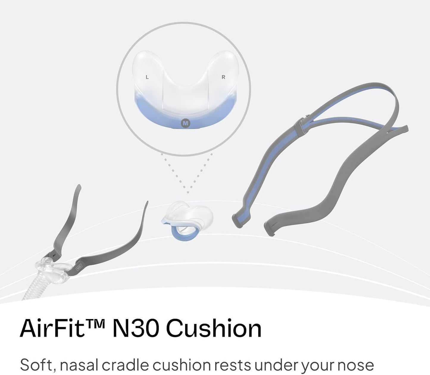 ResMed AirFit N30 Cushion - Nasal CPAP Mask Cushion Replacement - Soft Silicone - Medical CPAP Supplies & Accessories - Small