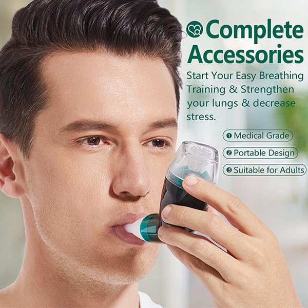 Flutter Valve Breathing Exercise Device for Lungs, Mucus Removal Device, Adjustable Resistance Breathing Trainer, Portable Lung Exerciser for Mucus Clearance