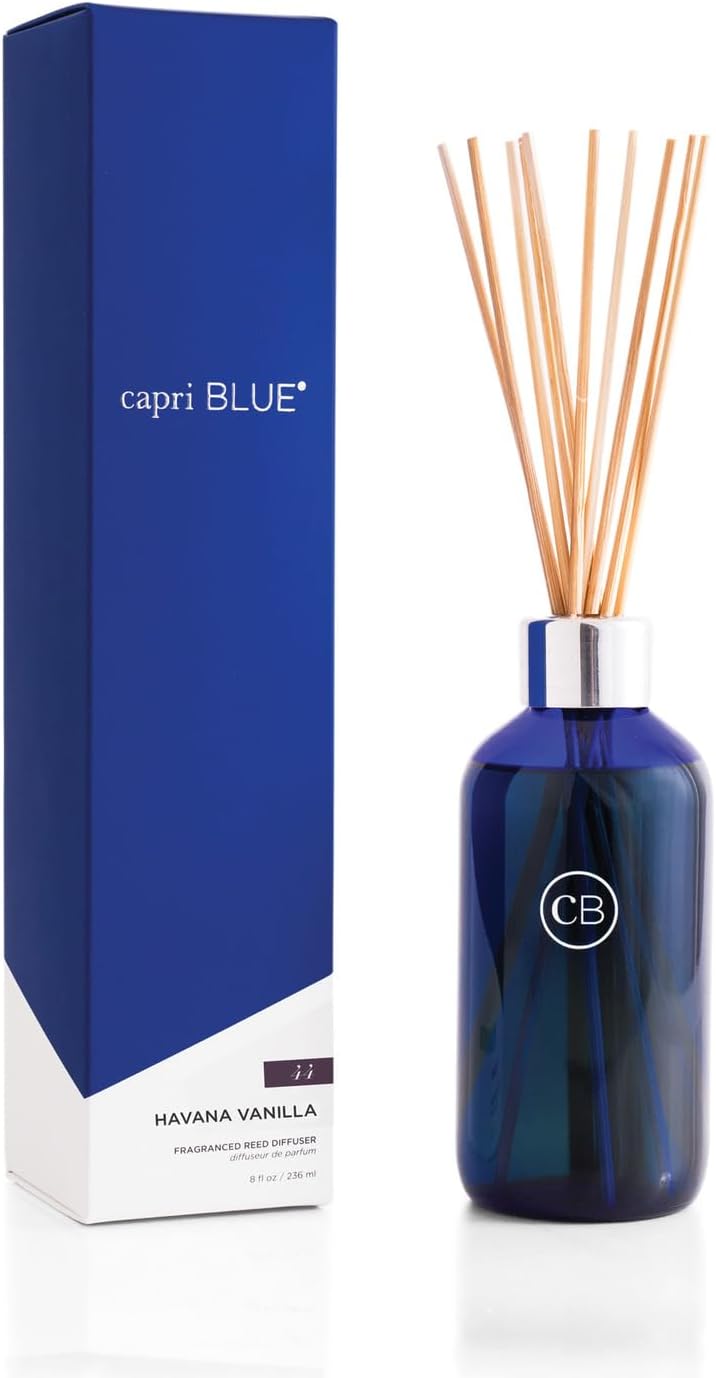 Capri Blue Volcano Reed Diffuser Set, Includes Reeds, Fragrance Oil, and Glass Bottle for Home Décor, Room Fresheners, White (8 Fl Oz)