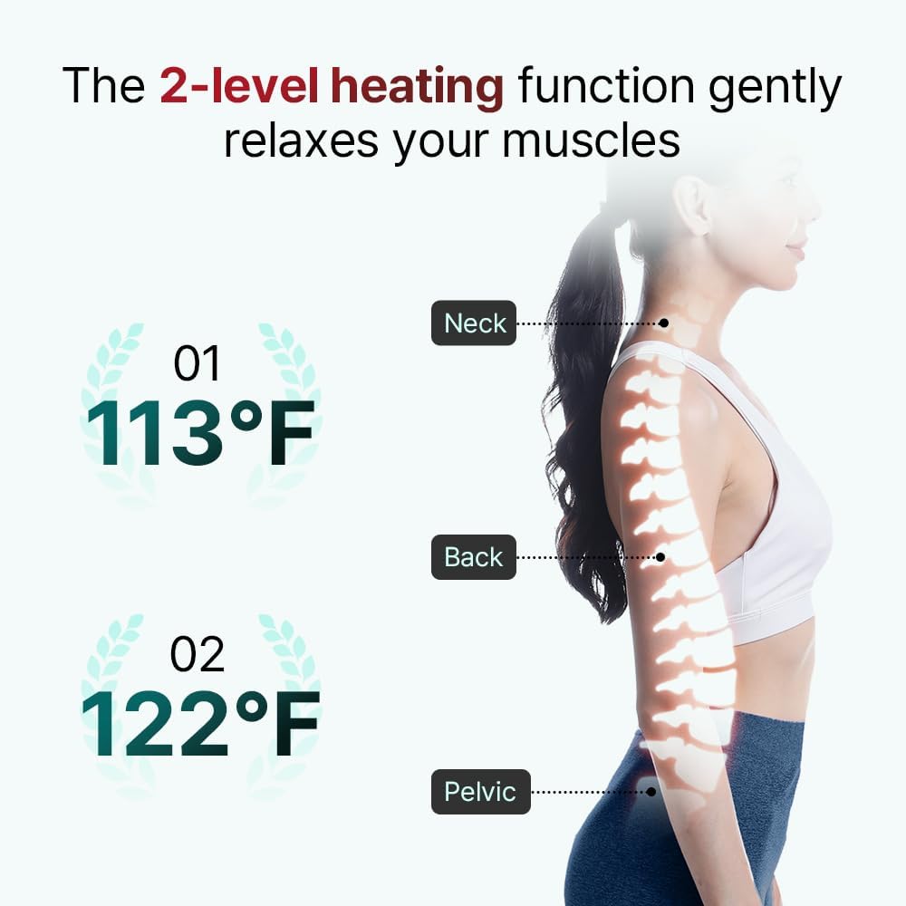 Klug Stretching Massager Ultra, Effortless auto-Stretching Mat, Ease Back & Neck Pain with 3 Intensity Levels 7 Exceptional Programs, 2 Levels of Heat Function, Foldable & Portable Design, Gray
