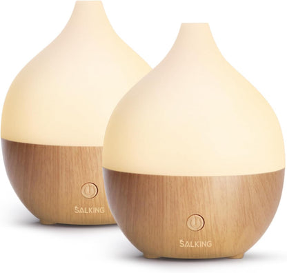 SALKING Essential Oil Diffuser, 100ml Small Aromatherapy Diffuser with Auto Shut-Off Function, Ultrasonic Diffusers for Essential Oils, Cool Mist Humidifier with Warm White Lights, for Office Home