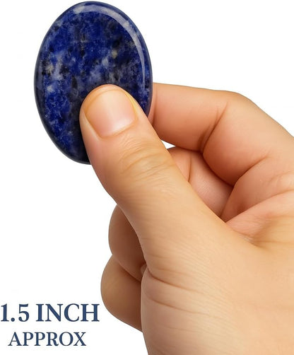 Natural Polished Thumb Palm Crystal for Meditation, Labradorite Worry Stone for Stress Relief, Anxiety Support & Pocket Reiki Healing