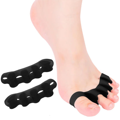 2PCS Toe Spacers for Women and Men, Toe Separators for Pedicure, Bunion Corrector, Hammer Toe Straightener, Plantar Fasciitis, Toe Spreaders for Foot Pain Relief and Foot Health. (2, Black)
