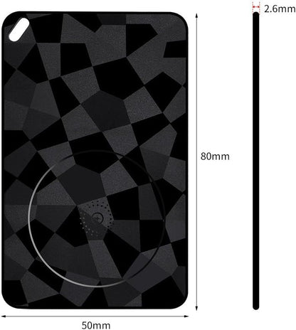 Ultra-Thin Smart Tracking Card, iOS and Android Compatible, Bluetooth Wireless Rechargeable, Water Resistant, Wallet Finder with Geometric Black Design