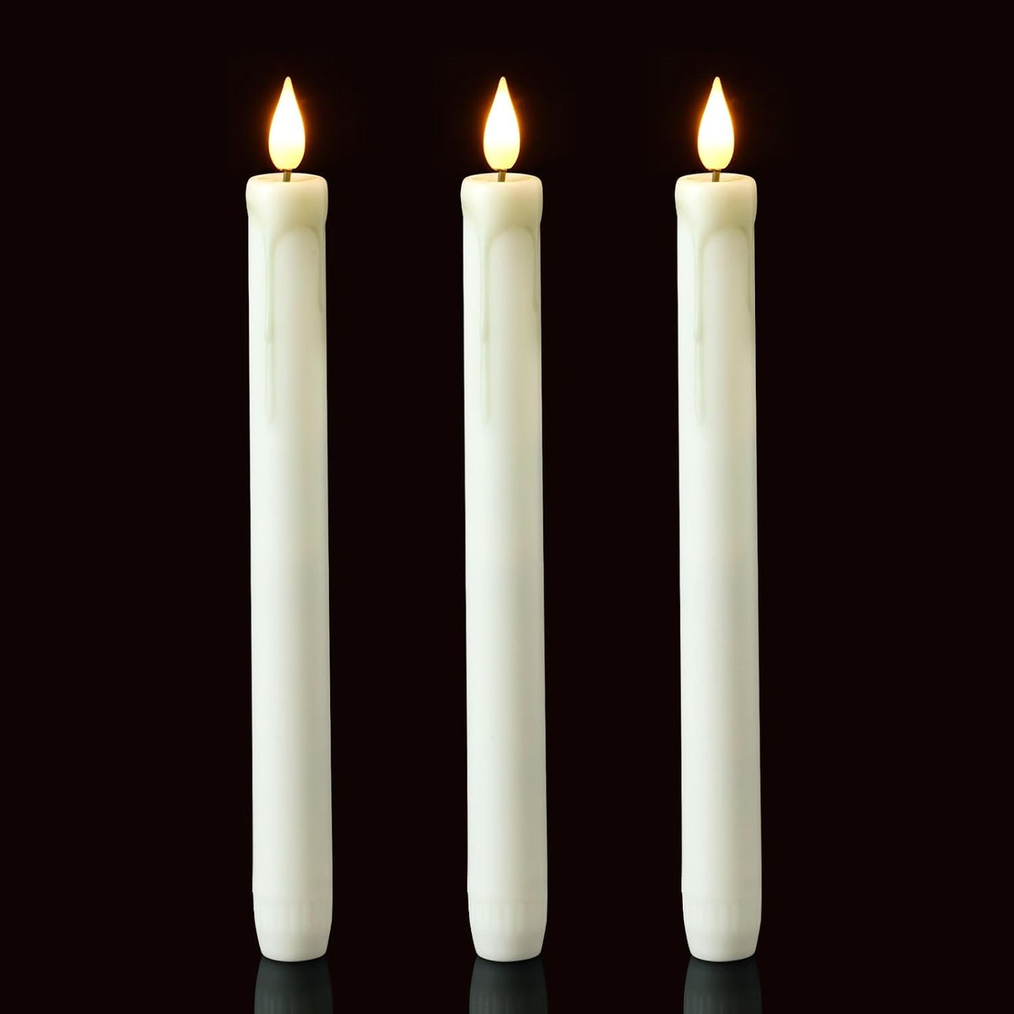 Homemory 6 Pack Flameless Taper Candles, No Remote, Realistic Flickering Battery Operated Candlesticks, Ivory LED Plastic Candle Safe for Weddings, Table Decor, Christmas, and Halloween