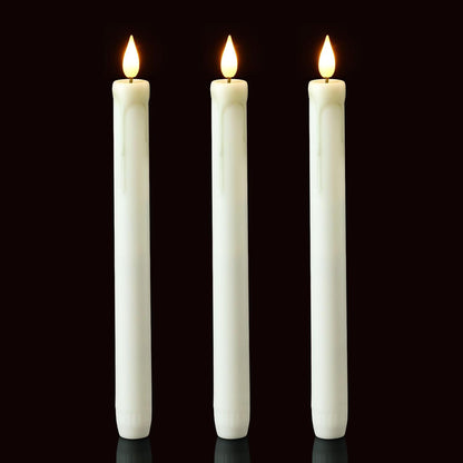 Homemory 6 Pack Flameless Taper Candles, No Remote, Realistic Flickering Battery Operated Candlesticks, Ivory LED Plastic Candle Safe for Weddings, Table Decor, Christmas, and Halloween