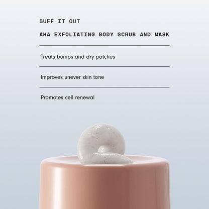 Versed Buff It Out AHA Exfoliating Body Scrub and Mask - Lactic Acid & Glycolic Acid Exfoliant - Microfine Pumice Body Exfoliator to Polish and Smooth Bumpy, Dry Skin - Vegan & Cruelty-Free (8 oz)