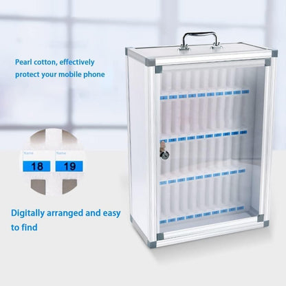 Wall Mounted Phone Locker - 24/36/48/60 Slots, Secure Charging Station for Classroom, Office, Factories & Conferences, Compact Cell Phone Storage Organizer (Silver 59X38.5CM)