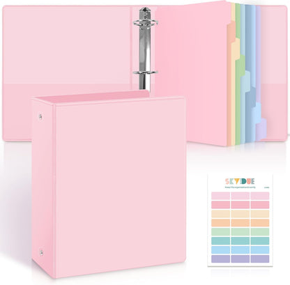 SKYDUE 1 Inch 3 Ring Binder with 8 Tab Dividers & 24 Labels, Pastel Binder Organizer for Letter Size Paper, Aesthetic School Binder for Notes, Documents, Office & Home Organization, Purple