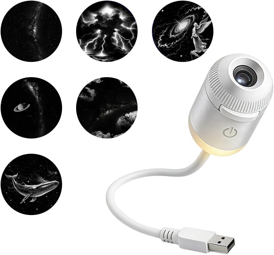 2-in-1 Galaxy Projector Night Light, USB Star Projector with Adjustable Brightness, Mini Galaxy Light Projector for Bedroom Ceiling Wall Room Decor