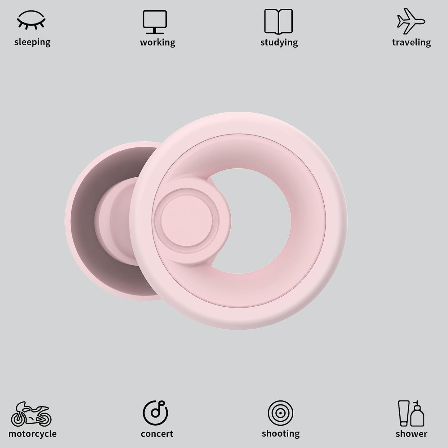 Jayine Ear Plugs for Noise Cancelling Ear Protection EarPlugs for Sleep,Concerts,Work,Study,8 Size Eartips with Small Box,Perfect -30dB Silicone Earplugs for Noise Reduction
